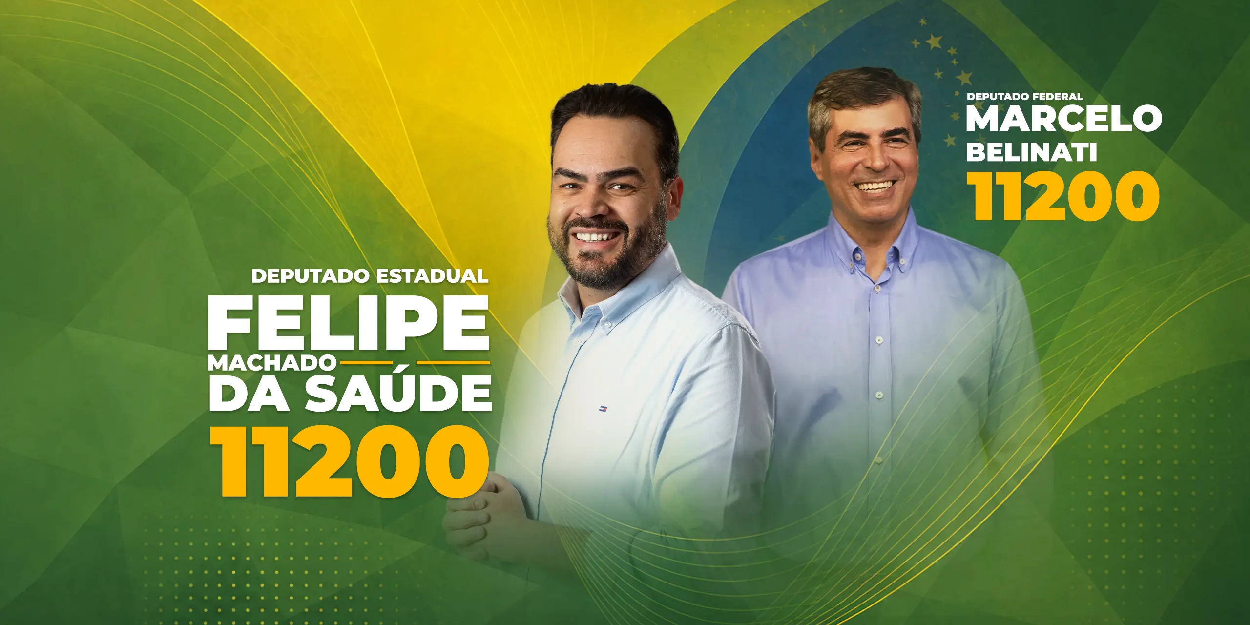 Felippe Machado, deputado estadual da saúde, 11200, com apoio de Marcelo Belinati
